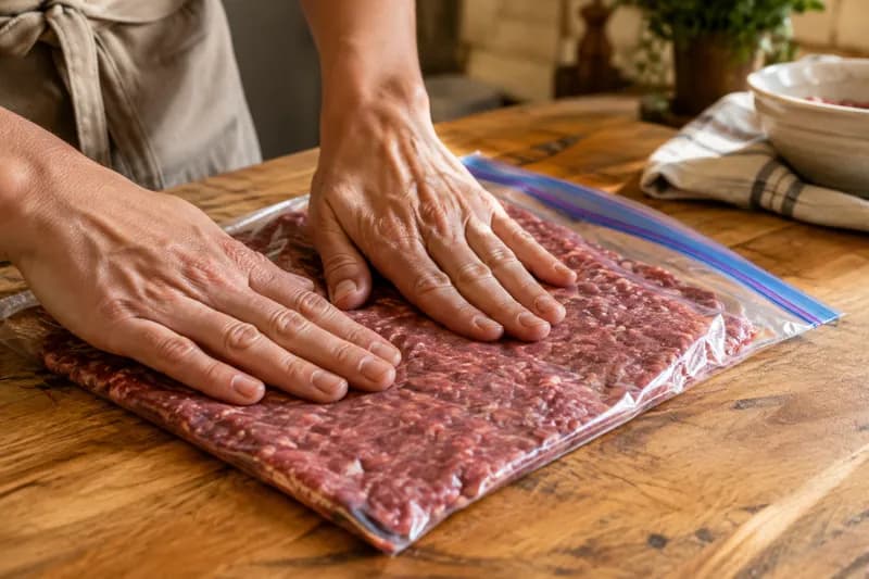 Portionieren und flach drücken
