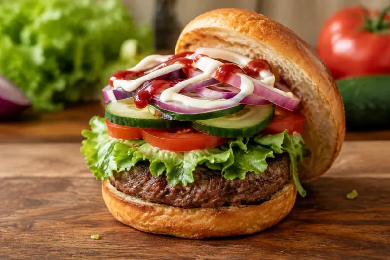 Burger belegen und servieren