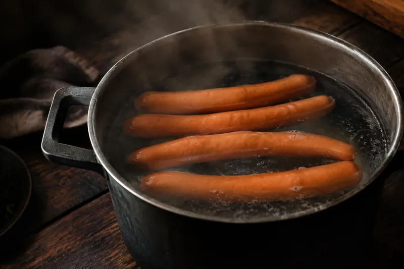 Frankfurter im Sud ziehen lassen