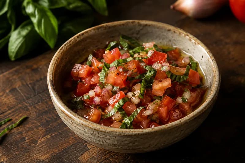 Tomaten-Salsa anrichten