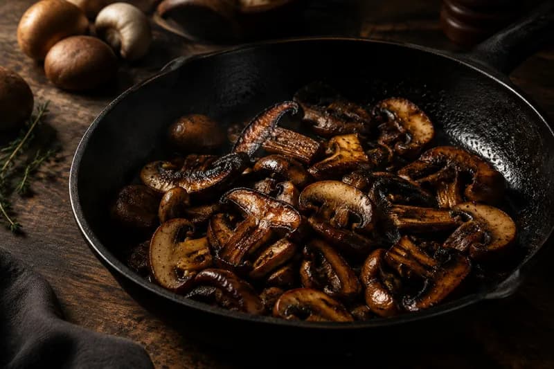 Pilze dunkel rösten