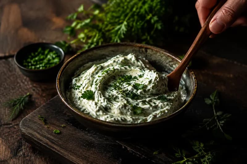 Crème und Kräuter