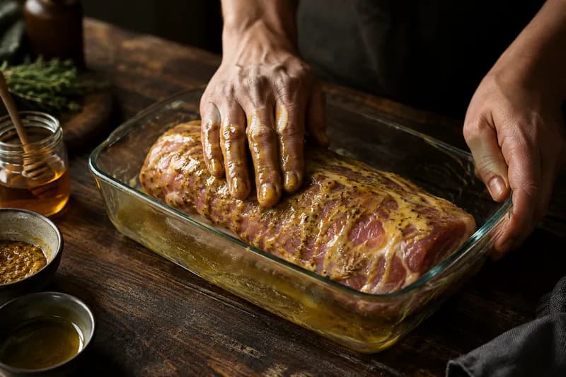 Marinade anrühren und Fleisch einlegen