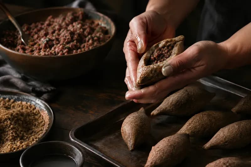 Kibbeh formen und füllen