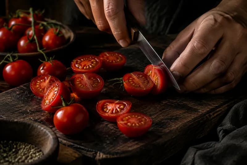 Tomaten halbieren