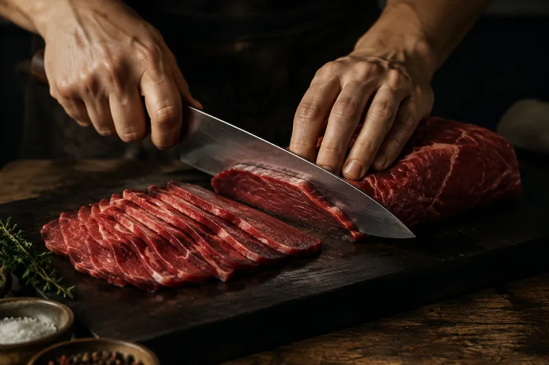 Fleisch hauchdünn schneiden