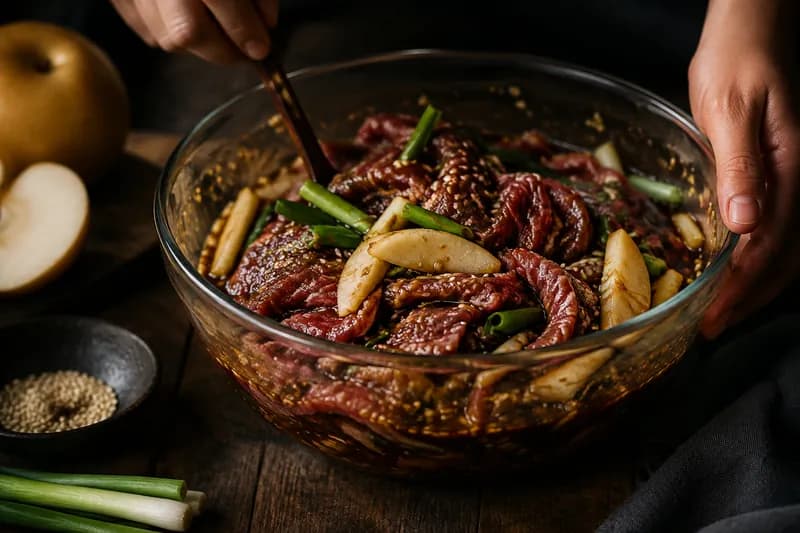 Bulgogi-Marinade mischen und einlegen