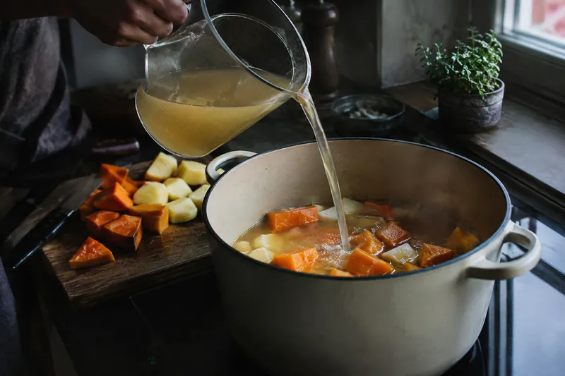 Mit Bouillon köcheln