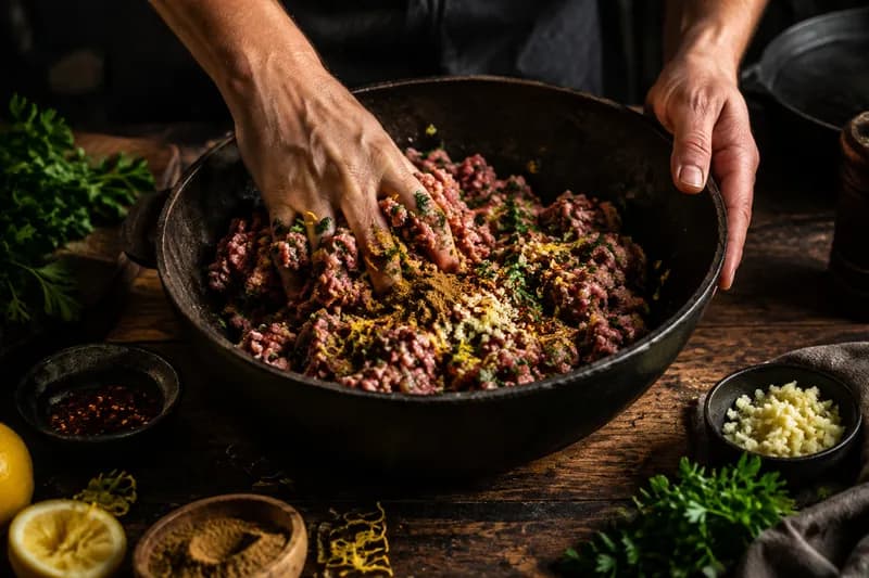 Hackfleisch würzen