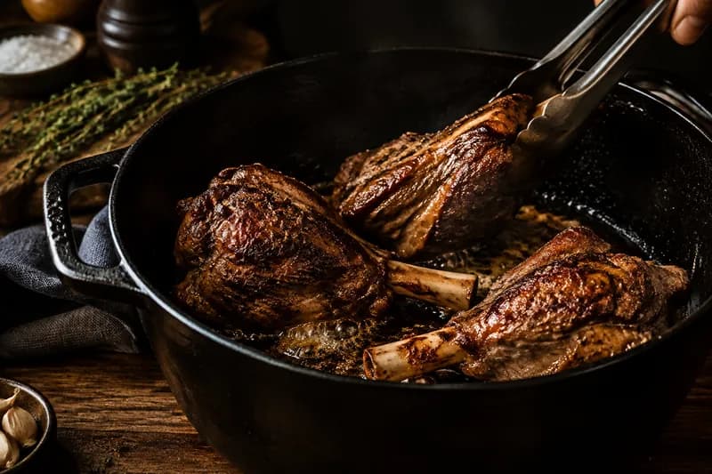 Ofen vorheizen und Haxen anbraten