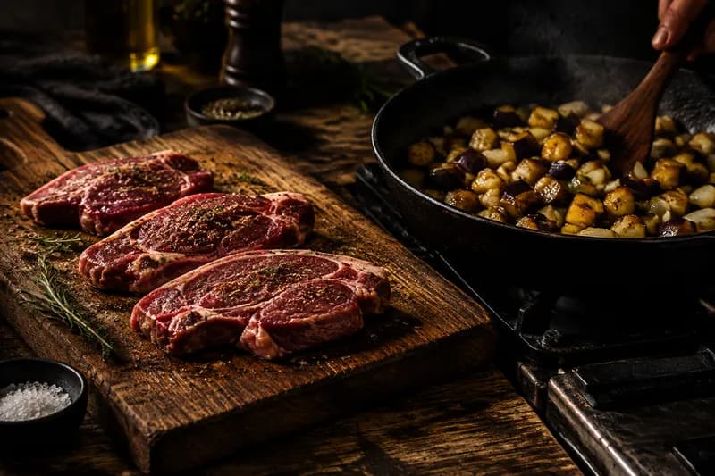 Steaks temperieren und Ragout starten