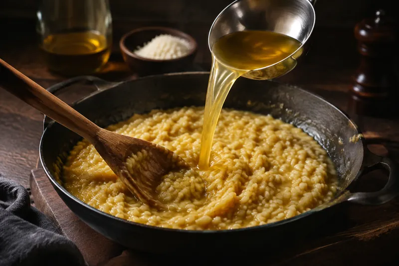 Mit Bouillon cremig garen