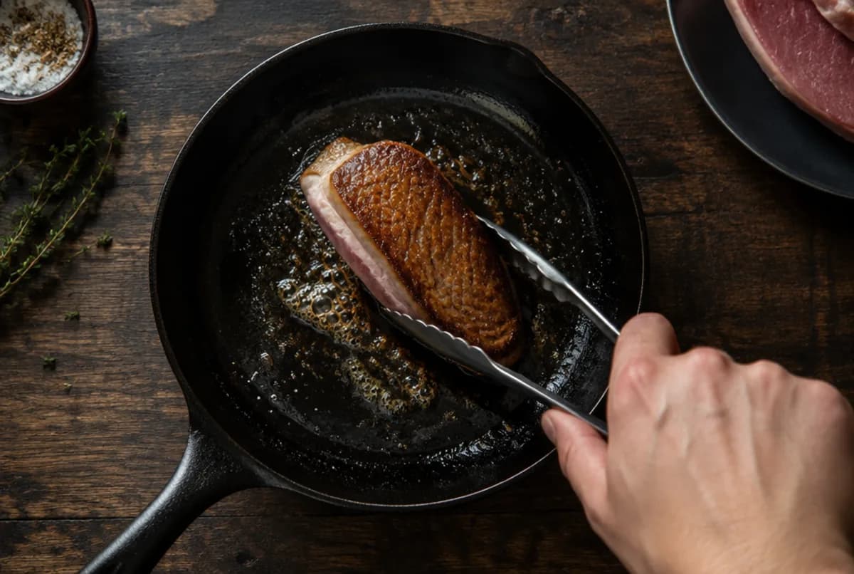 Wenden und Fleischseite braten