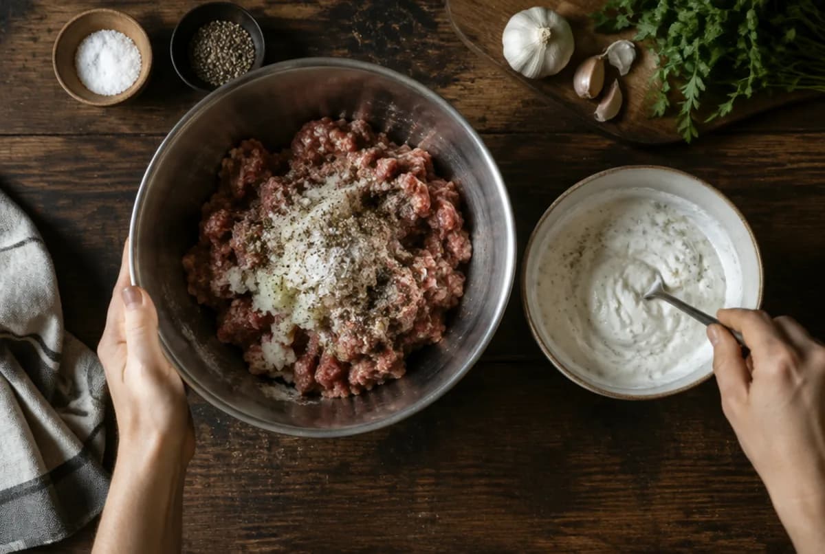 Füllung und Joghurt vorbereiten