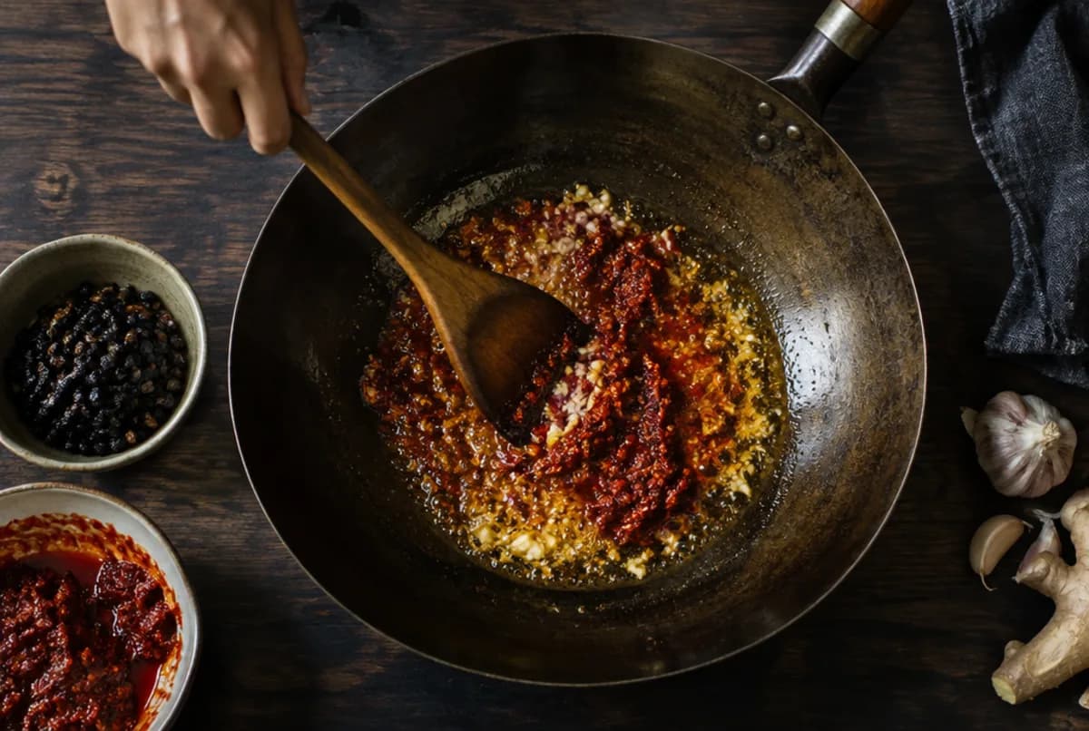Chilibohnenpaste anrösten