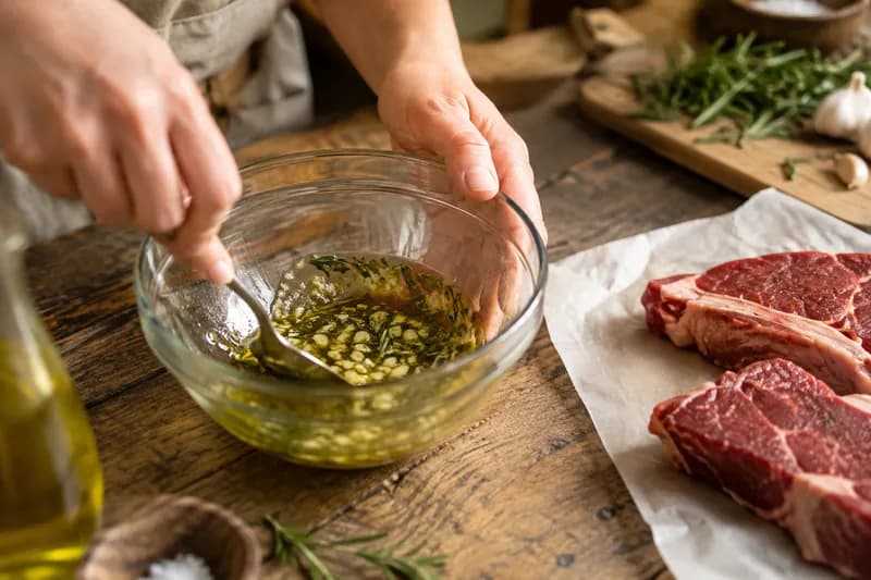 Marinade ansetzen und Fleisch vorbereiten