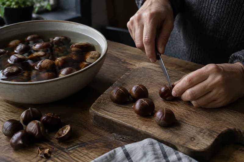 Marroni prüfen und einschneiden