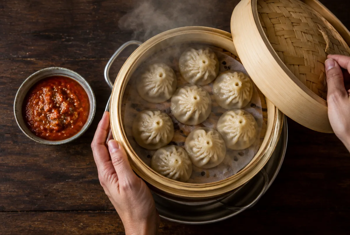 Momos dämpfen und servieren