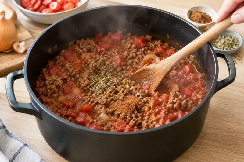 Hackfleischsauce kochen