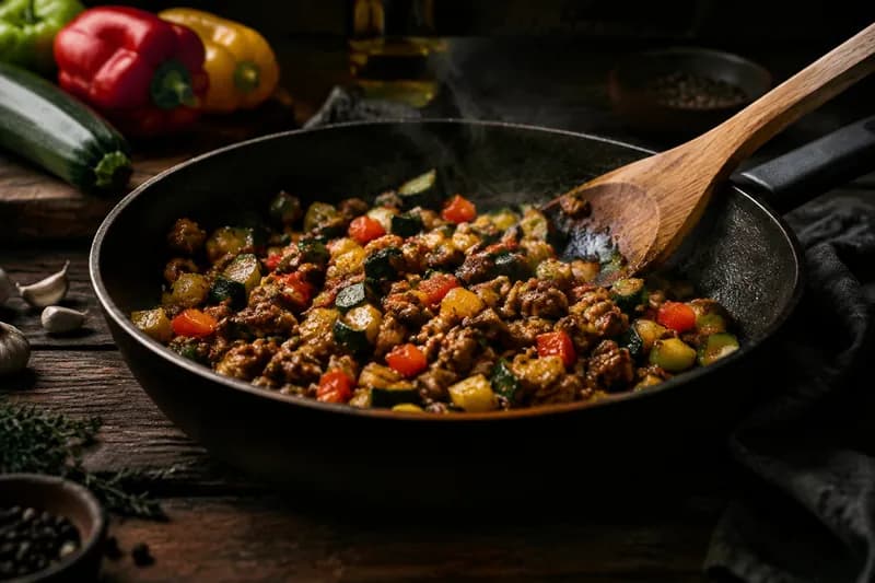 Fleisch und Kräuter vorbereiten