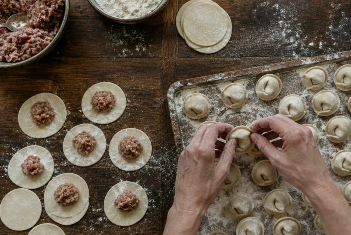 Pelmeni zu Ohren formen