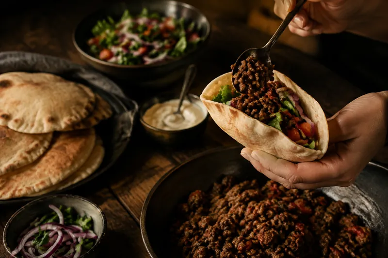 Pitas erwärmen und füllen