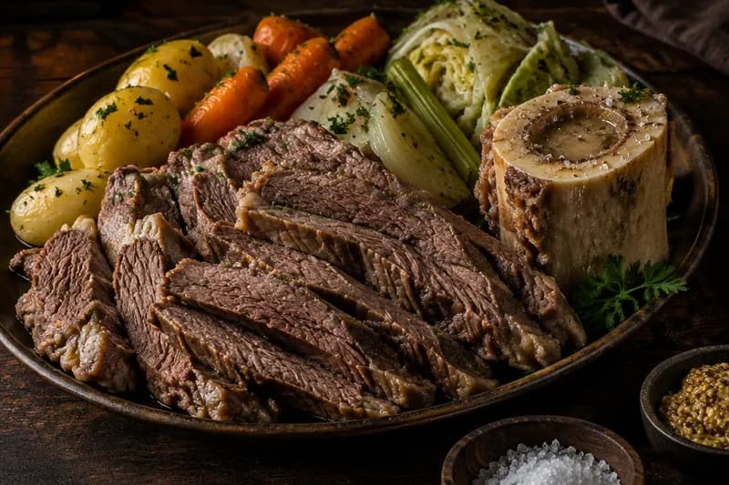 Fleisch und Gemüse servieren