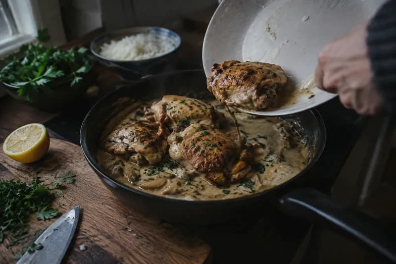 Poulet zurückgeben und servieren