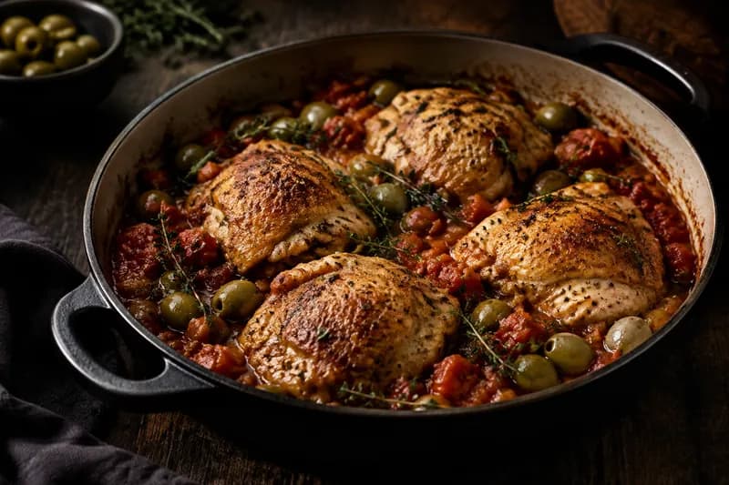 Oliven, Tomaten und Kräuter