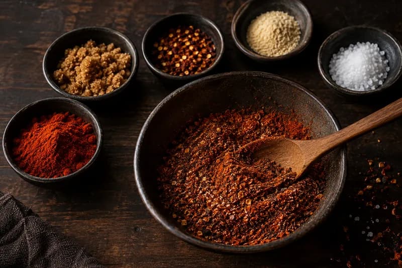 Paprika-Chili-Rub mischen