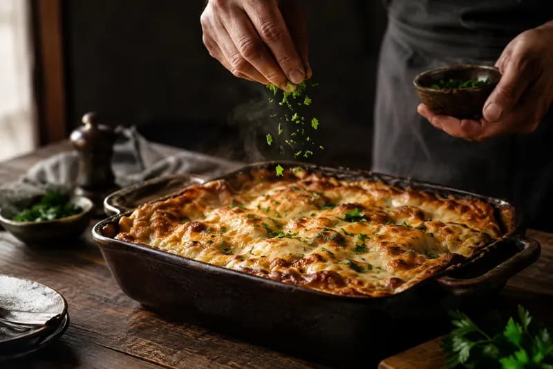 Überbacken und servieren