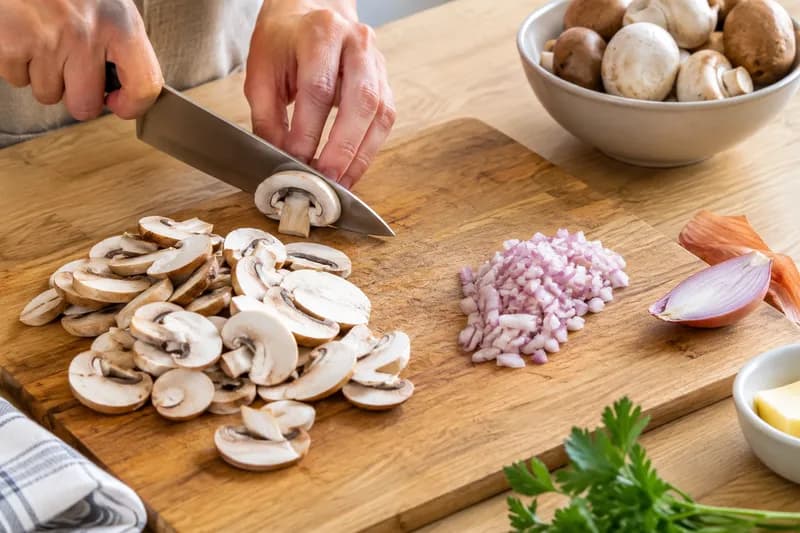 Champignons schneiden
