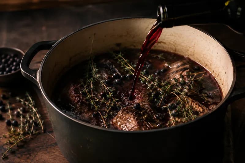Mit Wein ablöschen