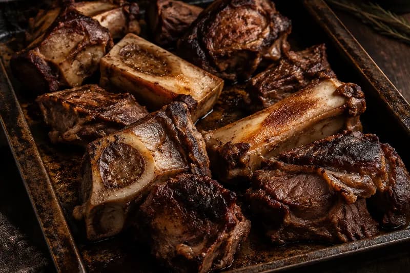 Knochen und Fleisch rösten