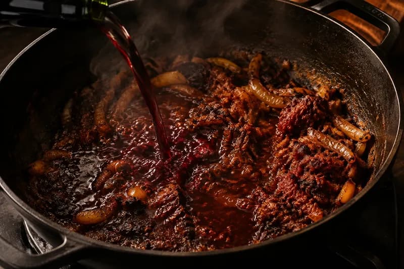 Tomatenpüree und Rotwein