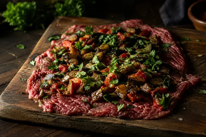 Fleisch flachklopfen und füllen