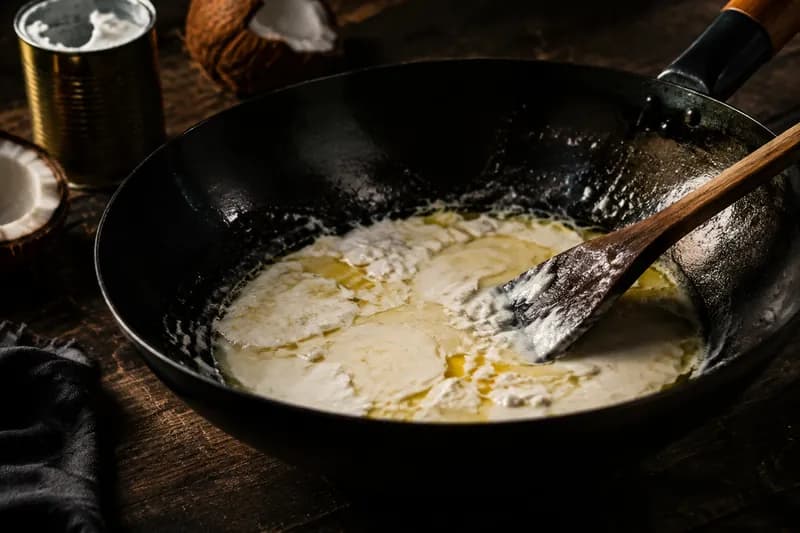 Kokoscreme abschöpfen
