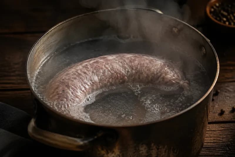 Saucisson pochieren und häuten