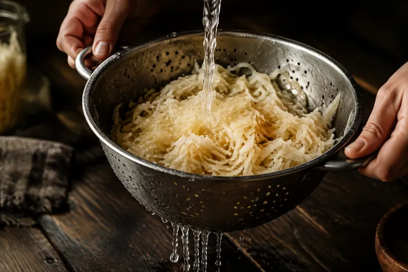 Sauerkraut abtropfen und lockern