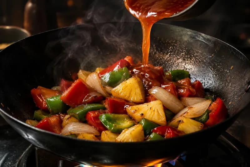 Gemüse und Sauce fertig garen