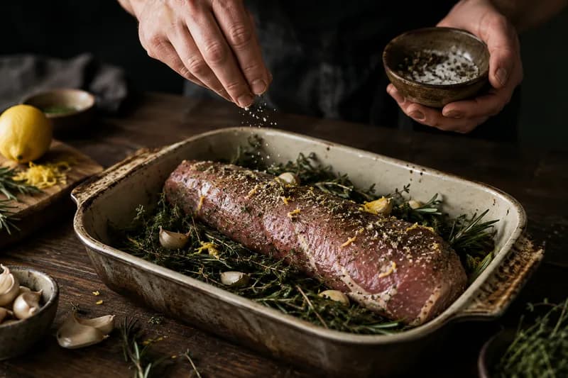 Filet vorbereiten und Kräuterbett legen