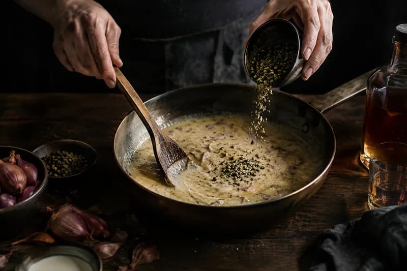 Pfeffer-Rahmsauce einkochen