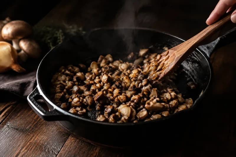 Pilzfüllung kochen