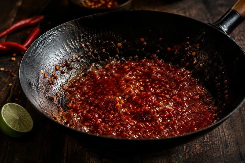 Sambal-Glasur einkochen