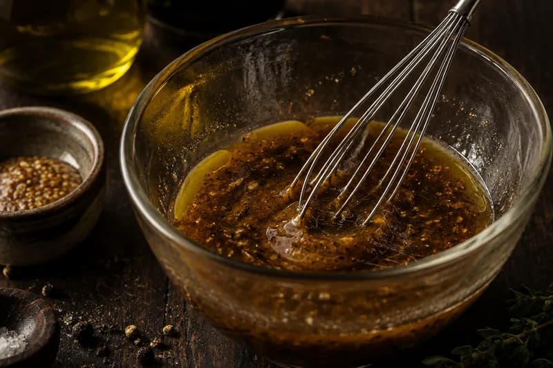 Balsamico-Vinaigrette rühren