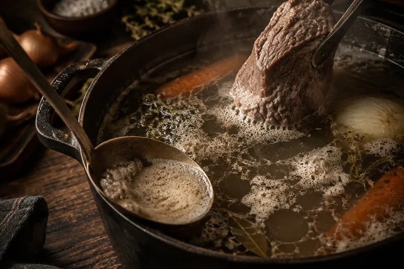 Fleisch einlegen und sieden