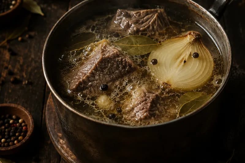 Fleisch sieden und auskühlen