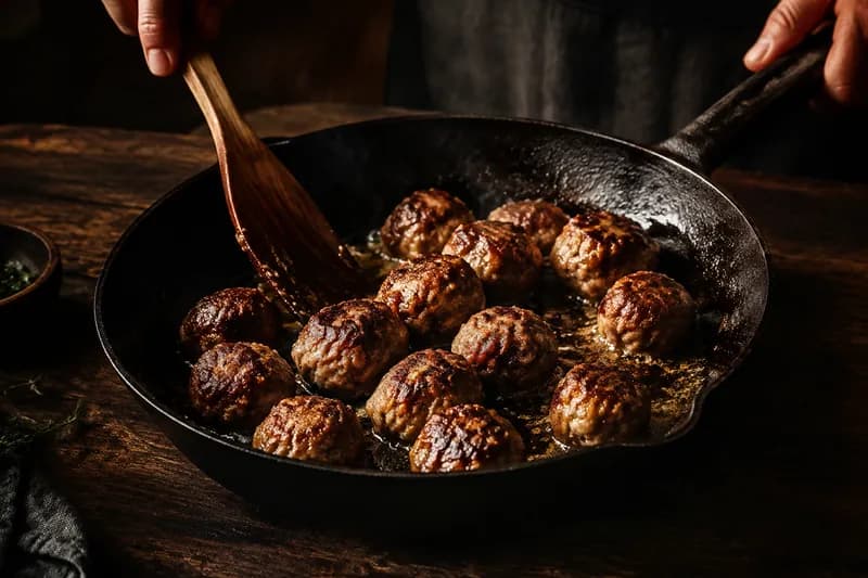 Hackbällchen formen und braten
