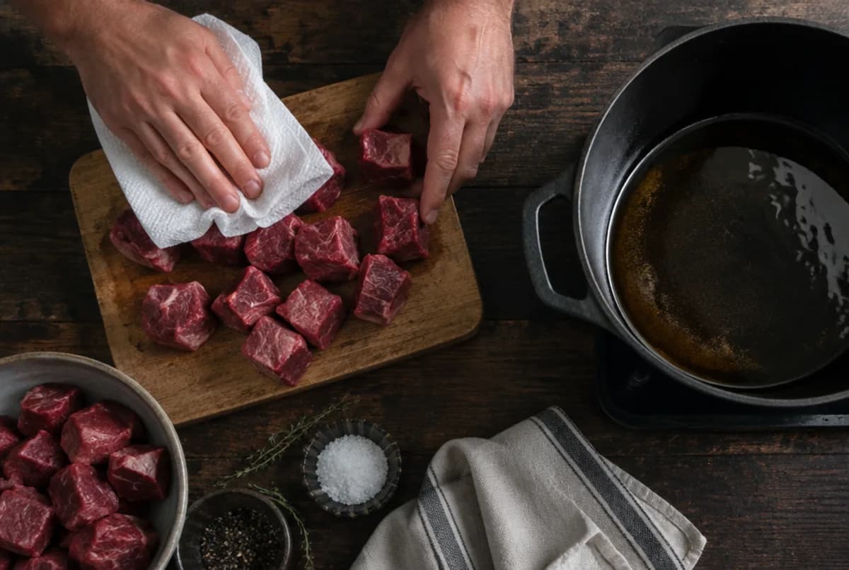 Fleisch schneiden und anbraten