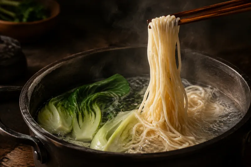 Nudeln und Pak Choi
